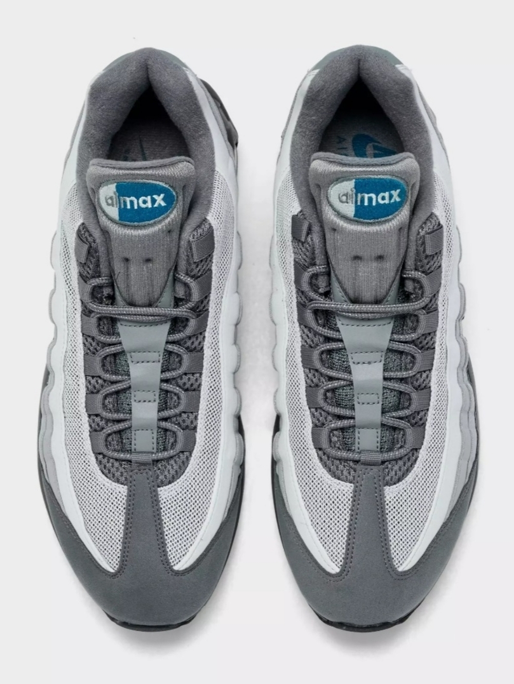 Nike Air Max 95 Grey White with Teal Tongue Accents - Picture 2 of 6